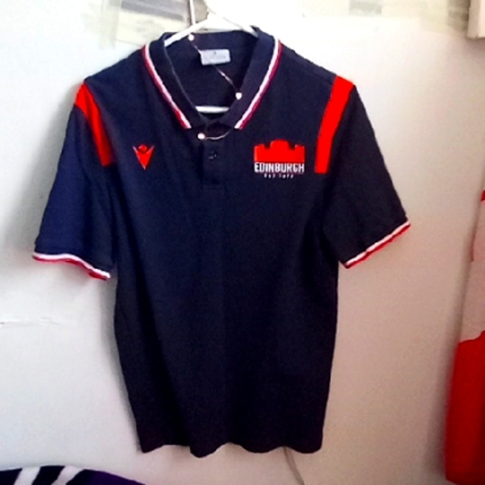 MACARON Black and Red Polo Shirt with Sporty Accents